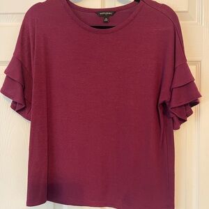 Banana Republic Plum Ruffle Sleeve Tee